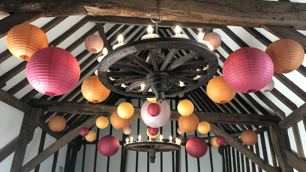 Wedding lanterns at Blackstock Barn