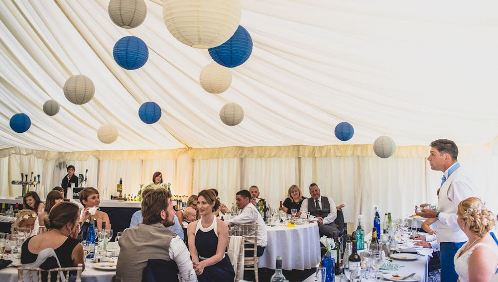Blue and dove paper lanterns