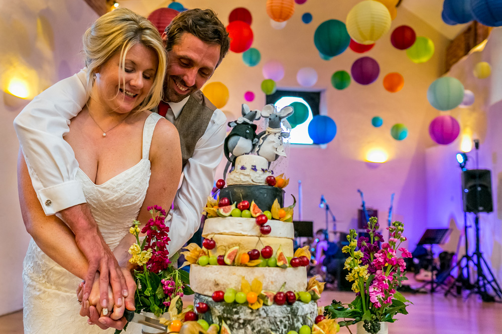 Brightly coloured wedding paper lanterns