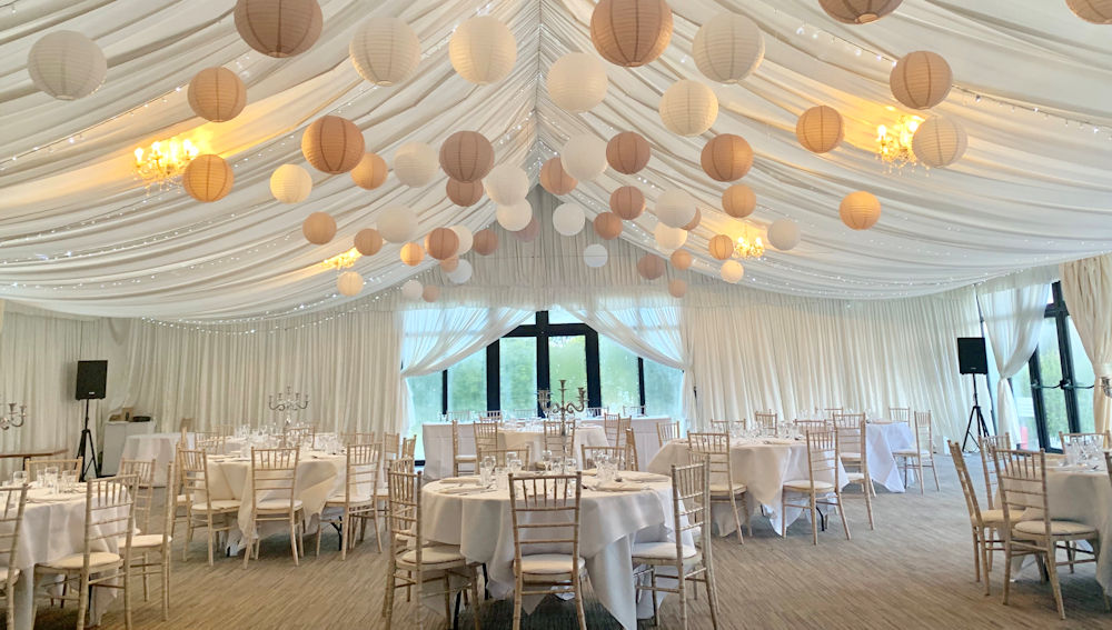 Neutral Paper Lanterns in Cotswolds