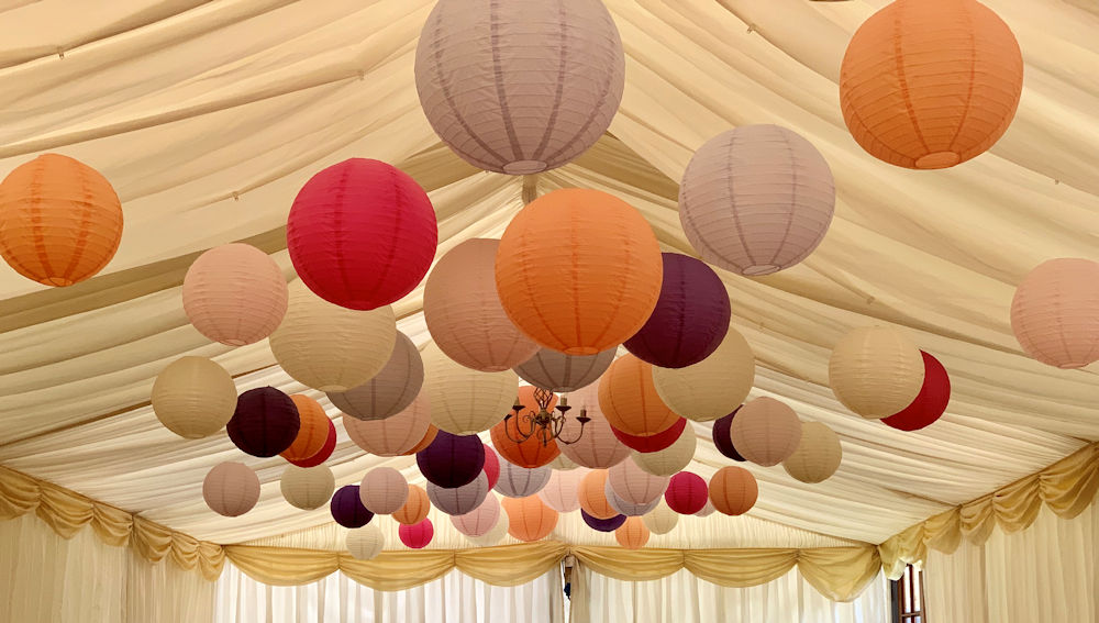 Pink and Purple Paper Hanging Lanterns