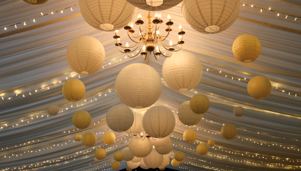 Yellow and White Paper Lanterns at Broyle Place