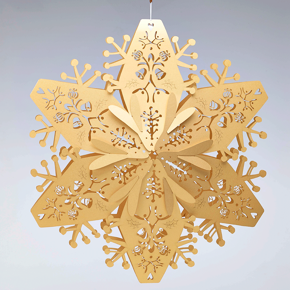 laser cut Stardream Gold  Large 3D  Snowflakes