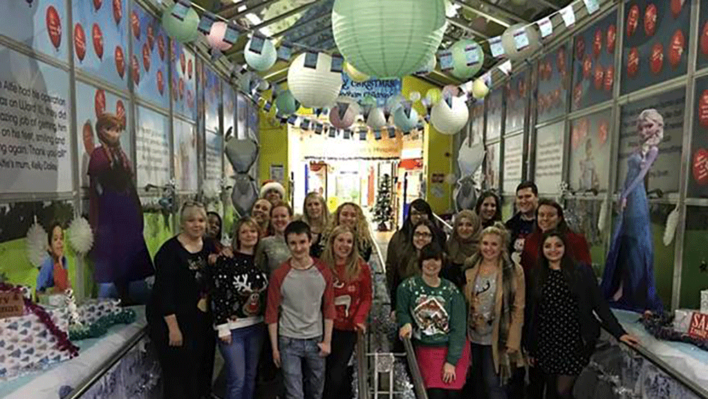 Frozen themed paper lanterns decorate Birmingham Children’s Hospital for Christmas