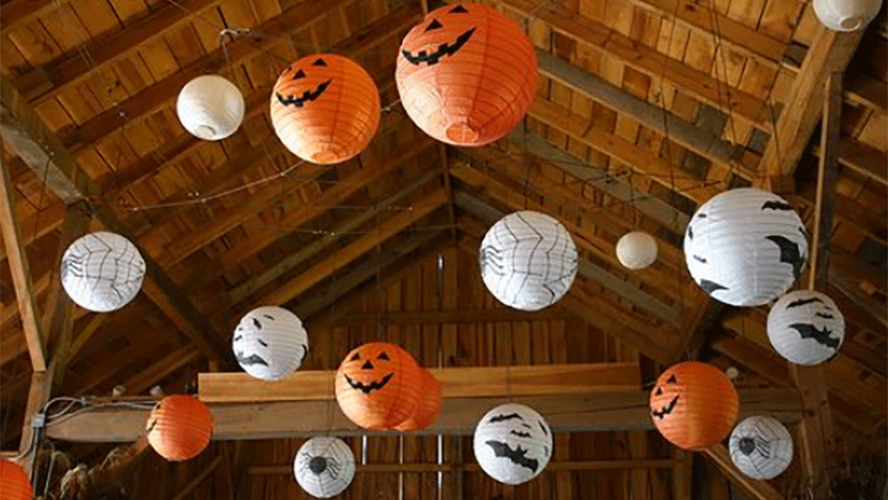 Decorate with our Spooky Black Paper Lanterns this Halloween