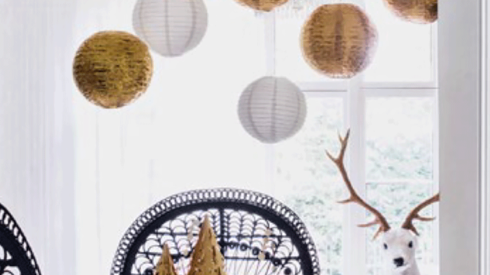 White and Gold Hanging Lanterns for Living Etc