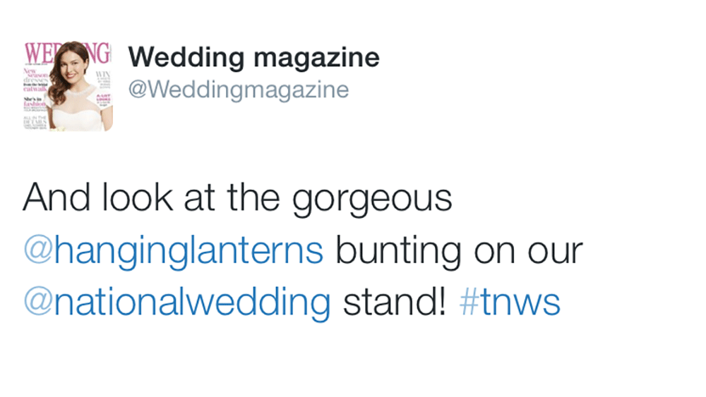 Wedding Magazine uses our Gorgeous Bespoke Bunting