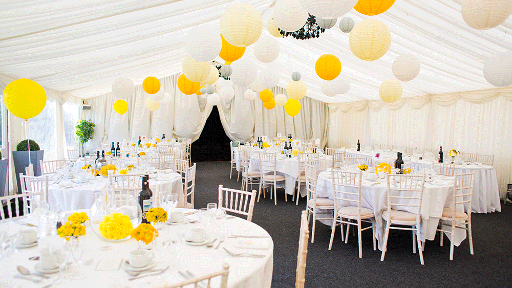 Succulent Yellow and soft Grey Lanterns at Ashton Lodge