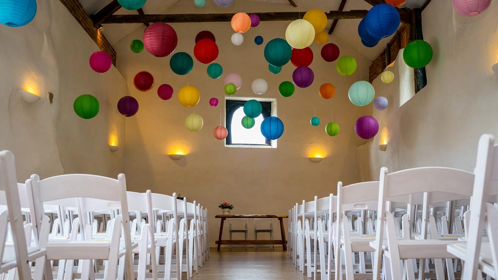 Dan & Rhi's lantern canopy - Real Wedding