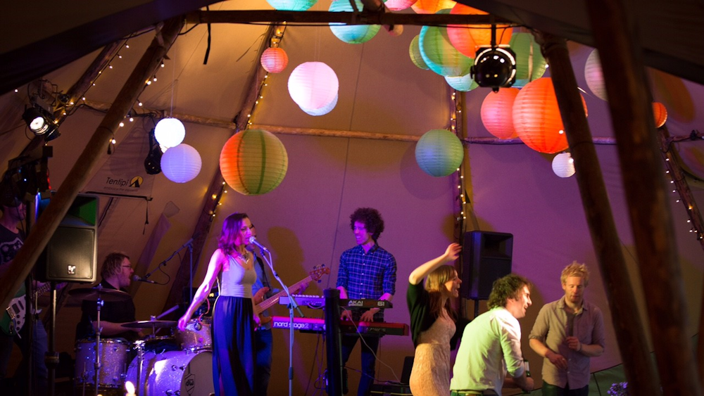 Coloured Lanterns decorate Birthday Tipi