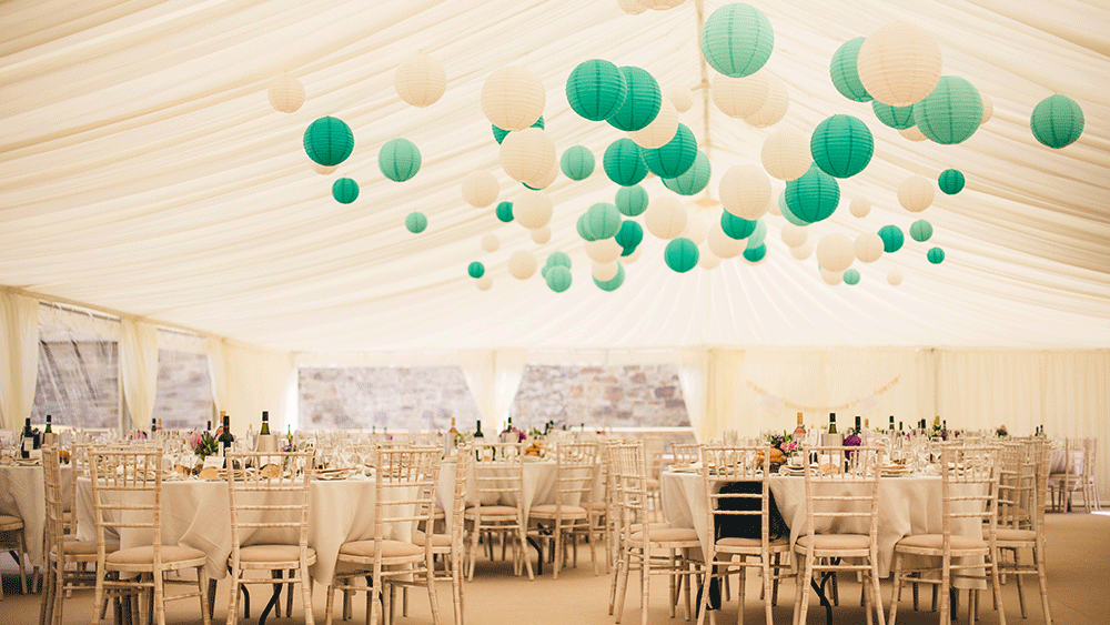 Tiffany blue paper lantern canopy