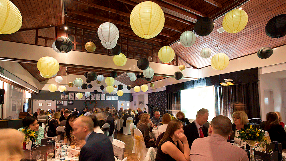 Contemporary coloured paper lanterns - Sussex Downs College