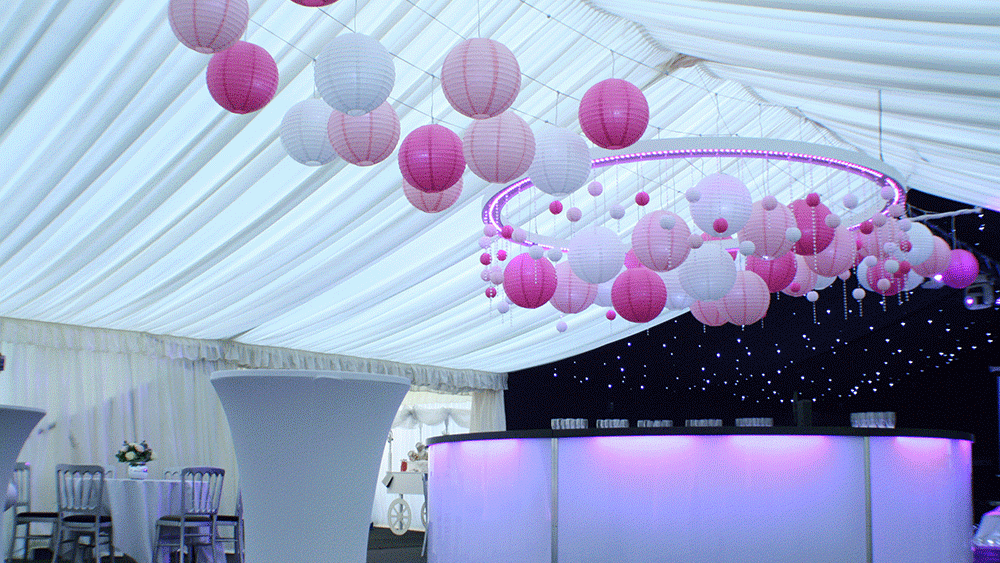 Fuchsia and pink paper lanterns