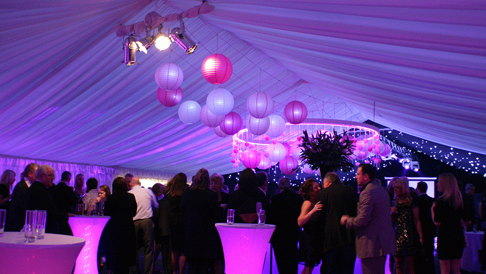 Fuchsia and pink paper lanterns