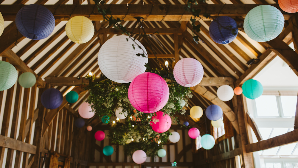 Coloured Lanterns at Gate Street Barn 