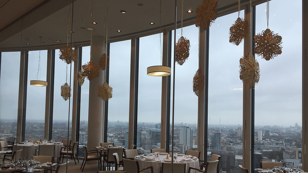 Our Gold 3D Snowflakes decorate private London restaurant