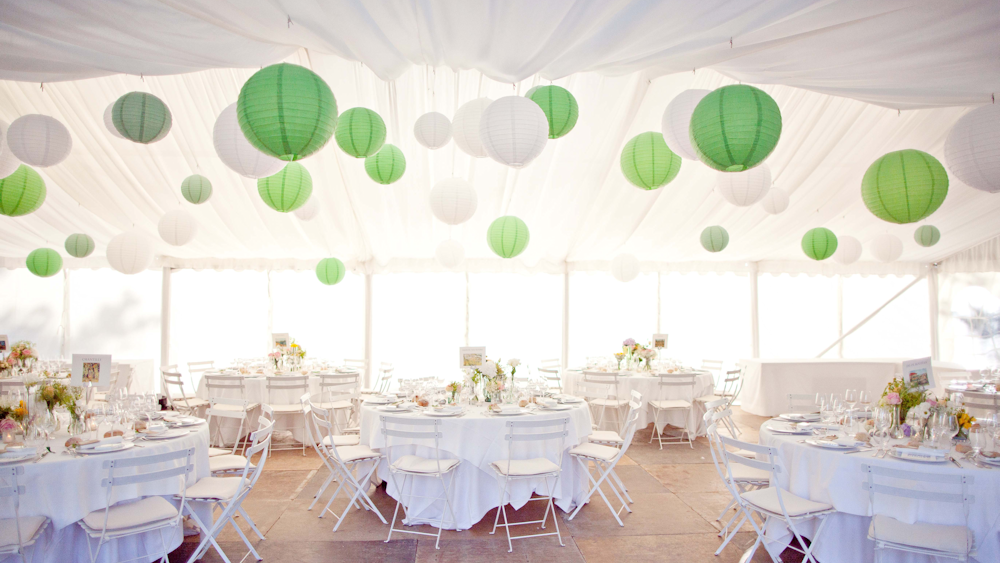 Green and White Paper Lanterns
