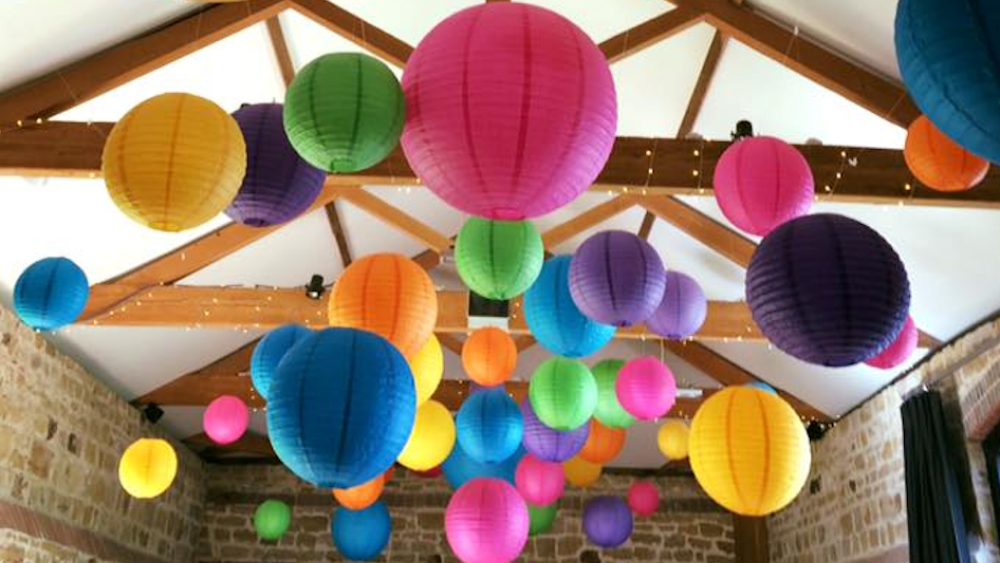 Multi Coloured Lanterns Suspended at Hendall Manor
