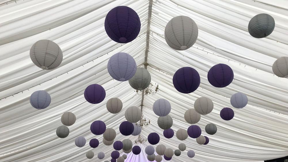 Purple and Silver Lanterns at Kingston Bagpuize House