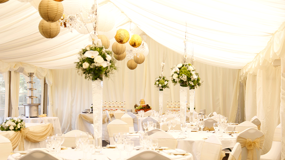 Hang Antique Gold and Metallic Gold Lanterns in your Wedding Marquee