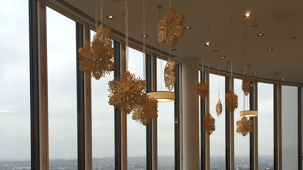 Our Gold 3D Snowflakes decorate private London restaurant