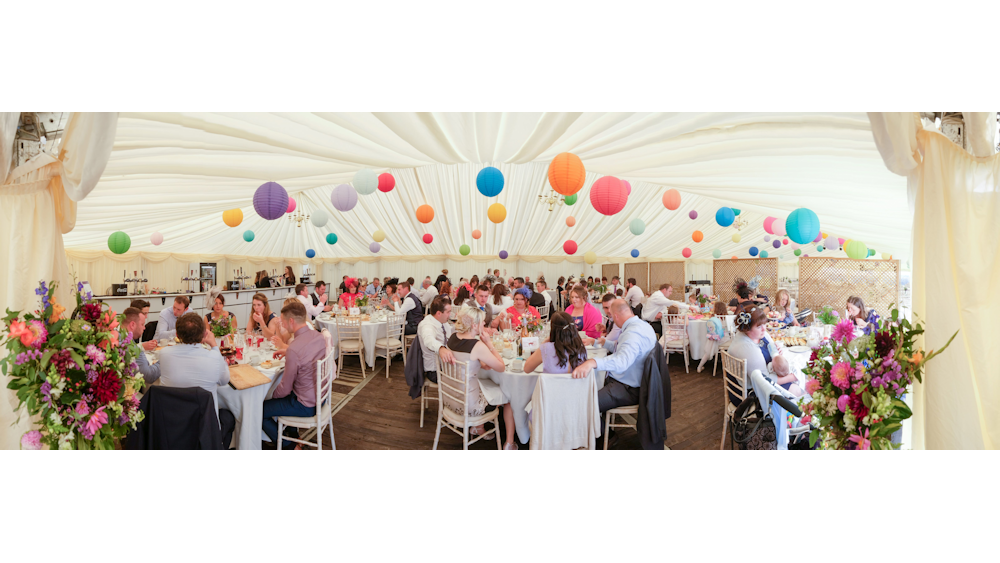 100 Paper Lanterns used to Decorate Clearspan Marquee