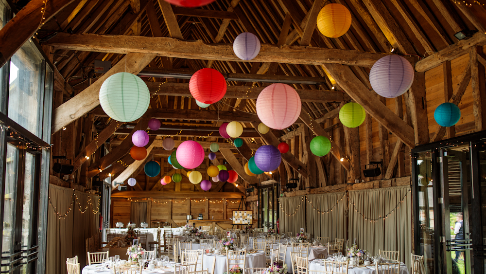 Coloured Wedding Lanterns at Michelham Priory