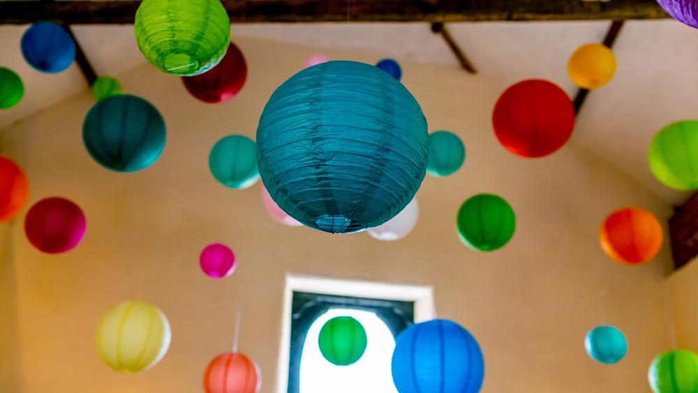 Dan & Rhi's lantern canopy - Real Wedding