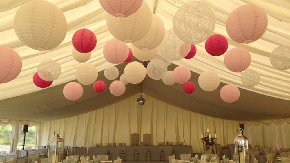 Romantic Pink and Lace Wedding Lanterns