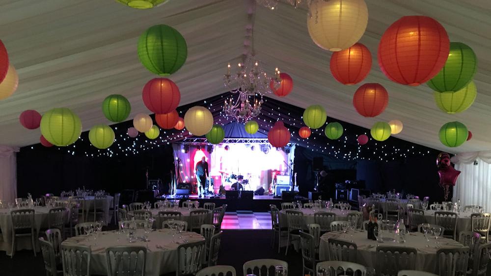 Paper Lanterns Decorate 21st Birthday Marquee