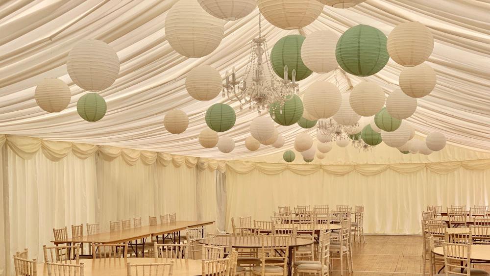 Paper Lanterns decorate Nettlestead Place Wedding