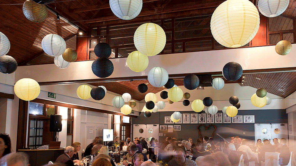 Contemporary coloured paper lanterns - Sussex Downs College