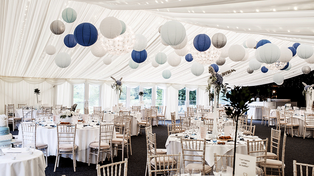 A Winter Wonderland created by Paper Hanging Lanterns