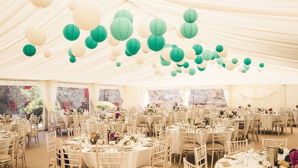 Tiffany blue paper lantern canopy