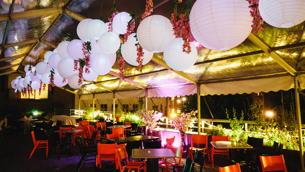 Illuminated White Wedding Lanterns at the Dock Kitchen