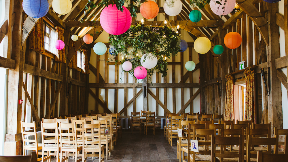 Coloured Lanterns at Gate Street Barn 