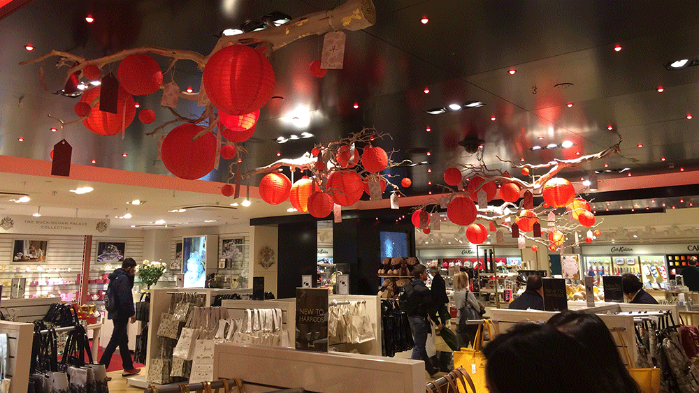 Our Traditional Red Chinese Lanterns in Harrods London