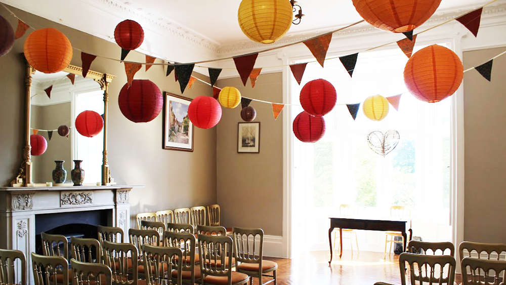 Autumnal Coloured Lanterns Bring Warmth to Northcote Manor