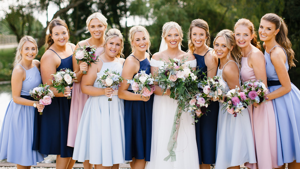 Pink and blue lanterns at Wethele Manor