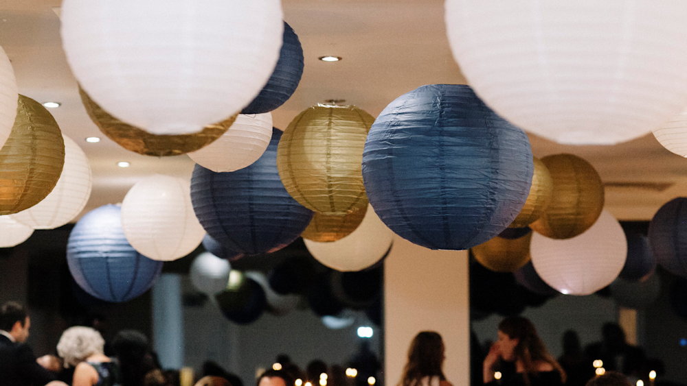 Navy and Gold NYE Wedding Lanterns