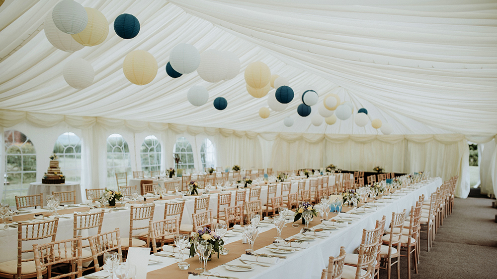 Blue and Yellow Marquee Wedding Lanterns