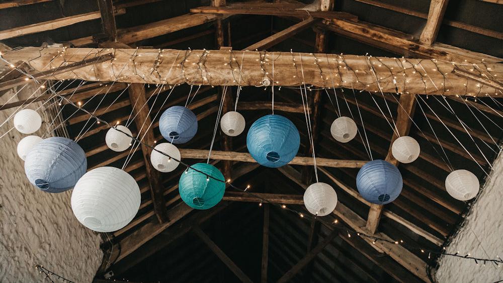 Blue Hanging Lanterns at Friars Court