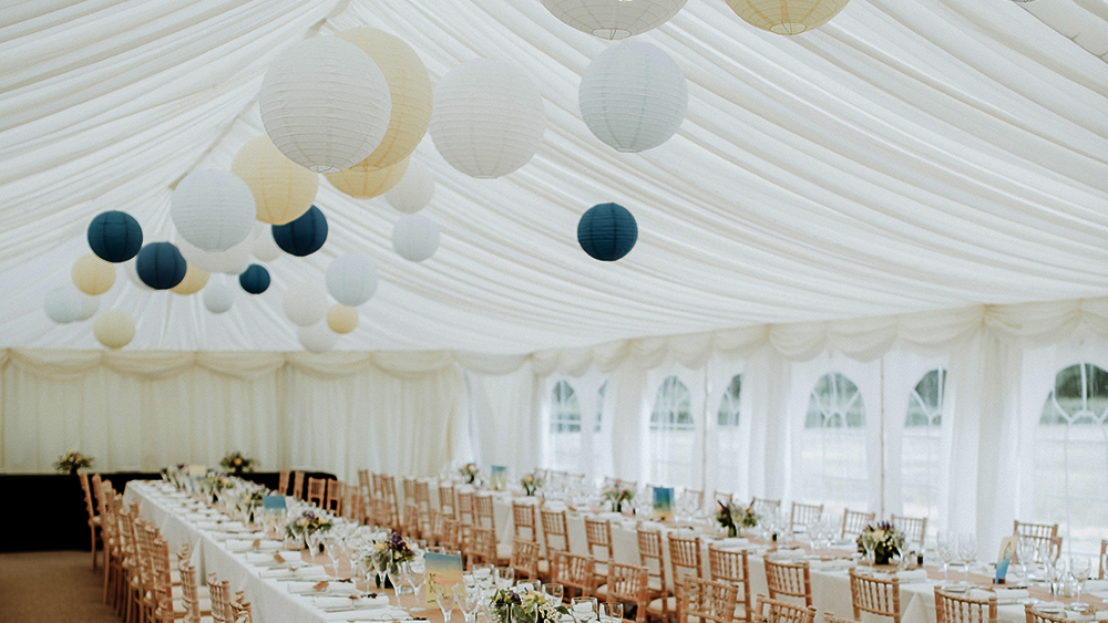 Blue and Yellow Marquee Wedding Lanterns