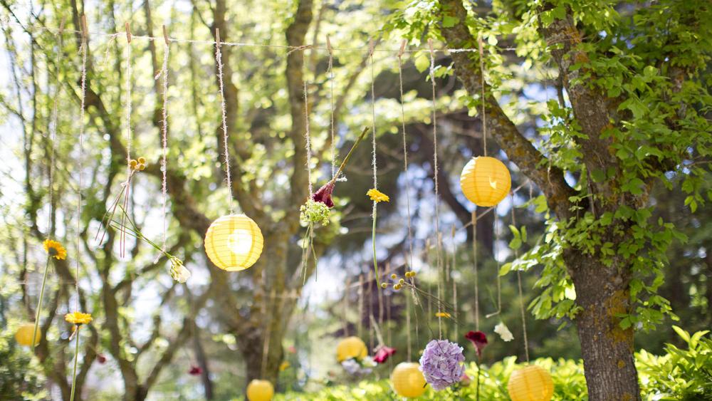 Outdoor Wedding Lanterns on a Beautiful Summers Day