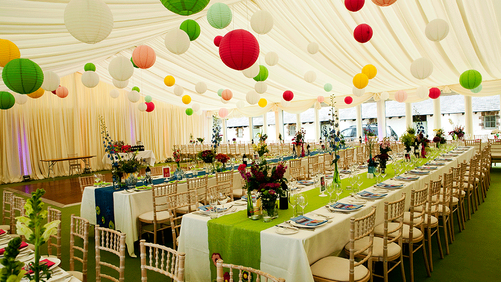 Fresh bright hanging paper lanterns