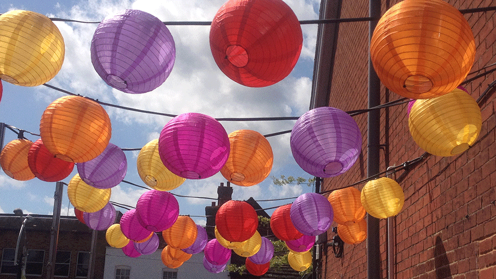 Colourful Outdoor Lanterns brighten up The Hive Bar in Crawley