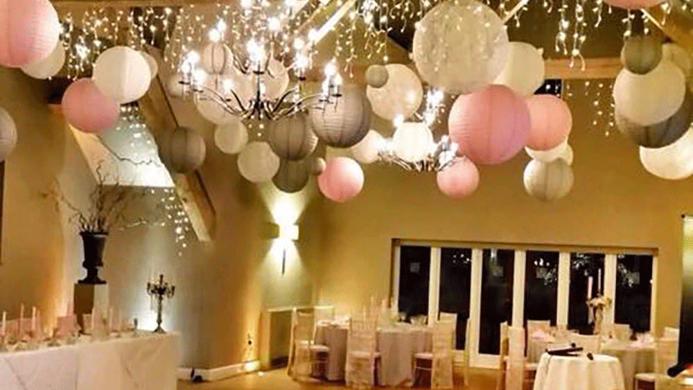 Glamorous Winter Hanging Lanterns at the Hyde Barn