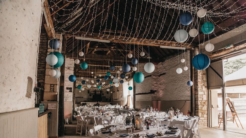 Blue Hanging Lanterns at Friars Court