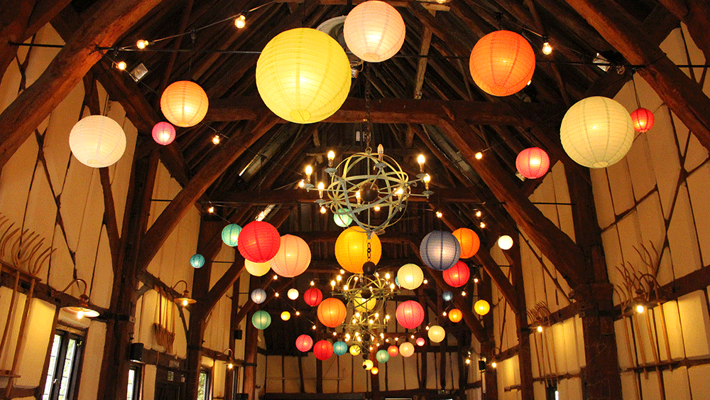 Use our coloured hanging lanterns to add to the quirkiness of unusual wedding venues