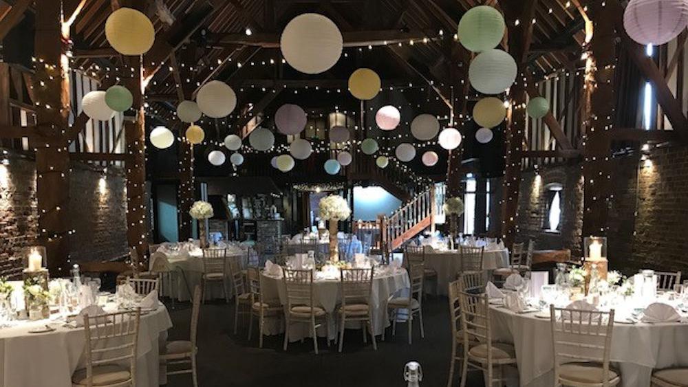 Pastel Paper Lanterns at Cooling Castle Barn